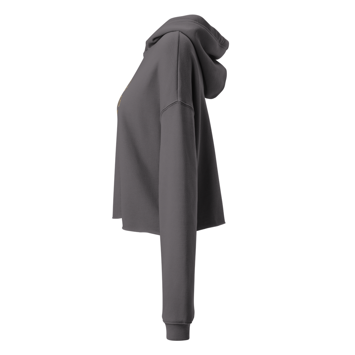 Flower Cropped Hoodie — Grey — left-side view