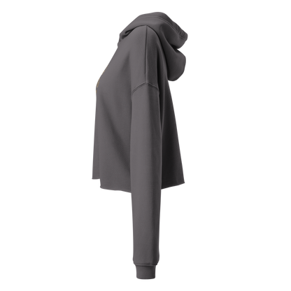 Flower Cropped Hoodie — Grey — left-side view